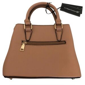 La Terre Fashion Vegan (peta approved) Structured Nude Purse Bag Crossbody